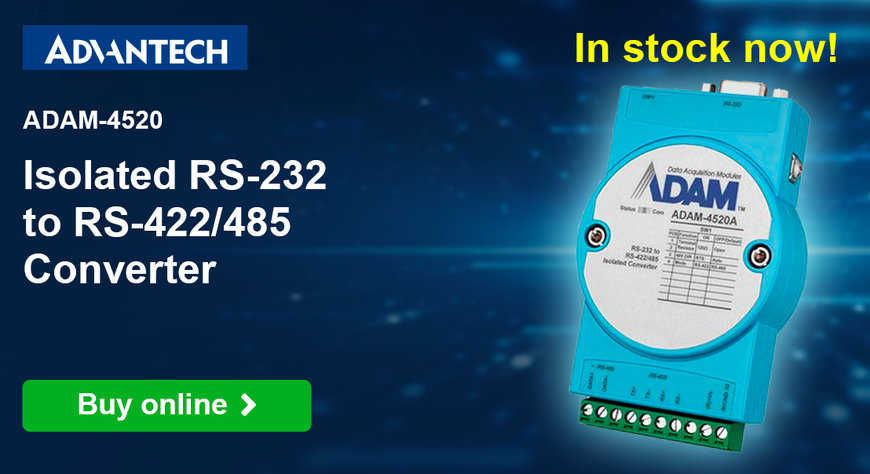Advantech ADAM-4520A robust RS-232 to RS-422/485 Isolated Converter now available from stock